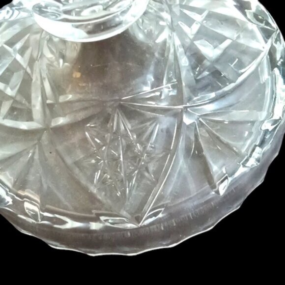 Vintage Clear Glass Candlestick Holders 1930s-1950s Star Pattern Fancy Cut x Two - Picture 6 of 7